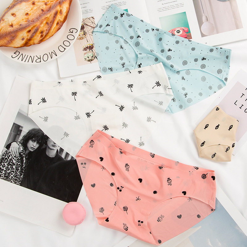 爆款印花无痕女士内裤 舒适冰丝纯棉裆少女低腰三角内裤|ruв категории Женская одежда, брюки, рейтузы - от Buy2taobao.com для оказания профессиональной услуги покупки агента Taobao
