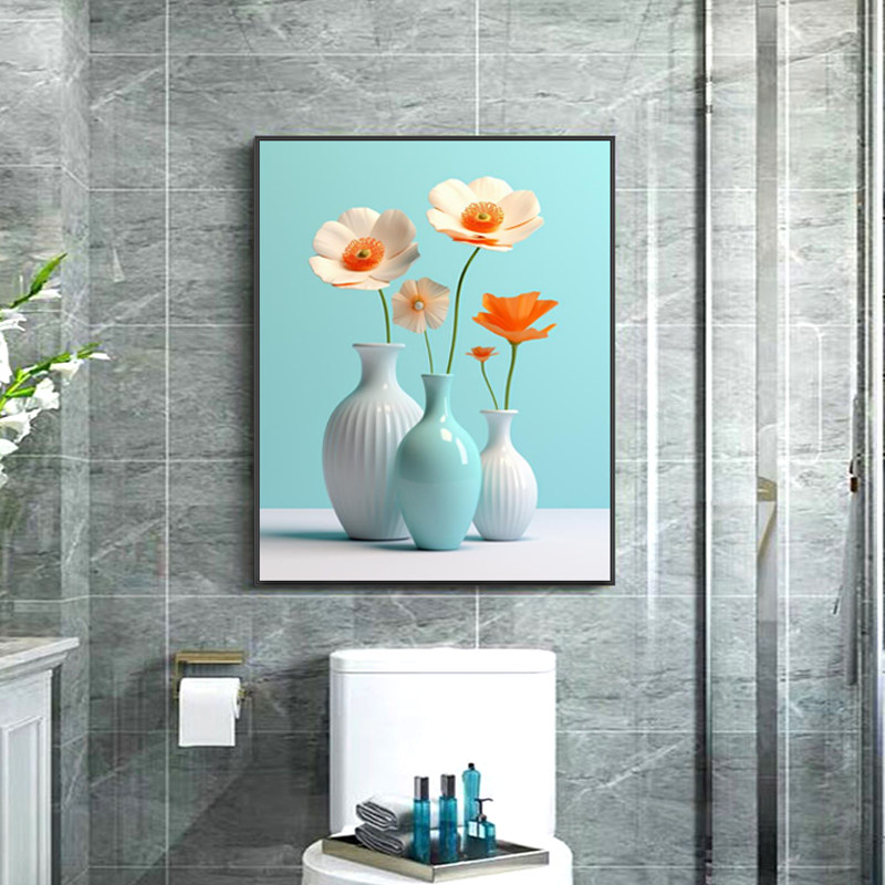现代卫生间挂画免打孔洗手间装饰画酒店宾馆浴室花瓶防水防潮壁画,家居饰品,现代装饰画,淘宝优惠券,粉丝福利购,淘宝优惠卷