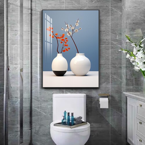 轻奢防水防潮卫生间花瓶装饰画