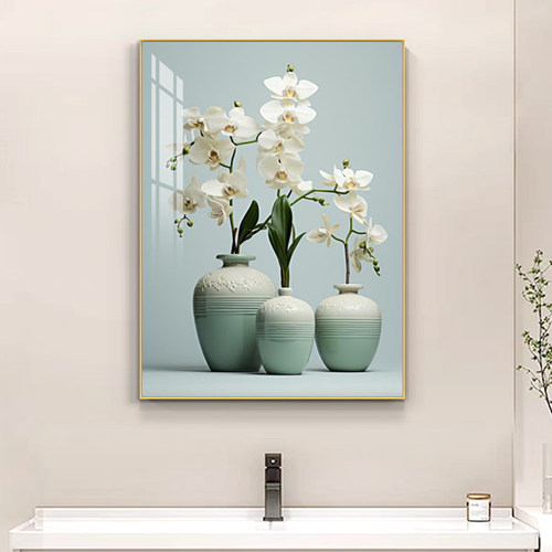 五星级酒店新中式卫生间防水装饰画厕所浴室免打孔壁画洗手间挂画