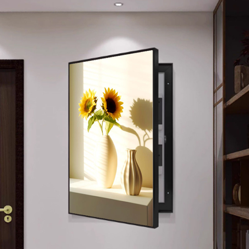 电表箱向日花挂画玄关走廊壁画现代简约餐厅装饰画客厅遮挡电闸画