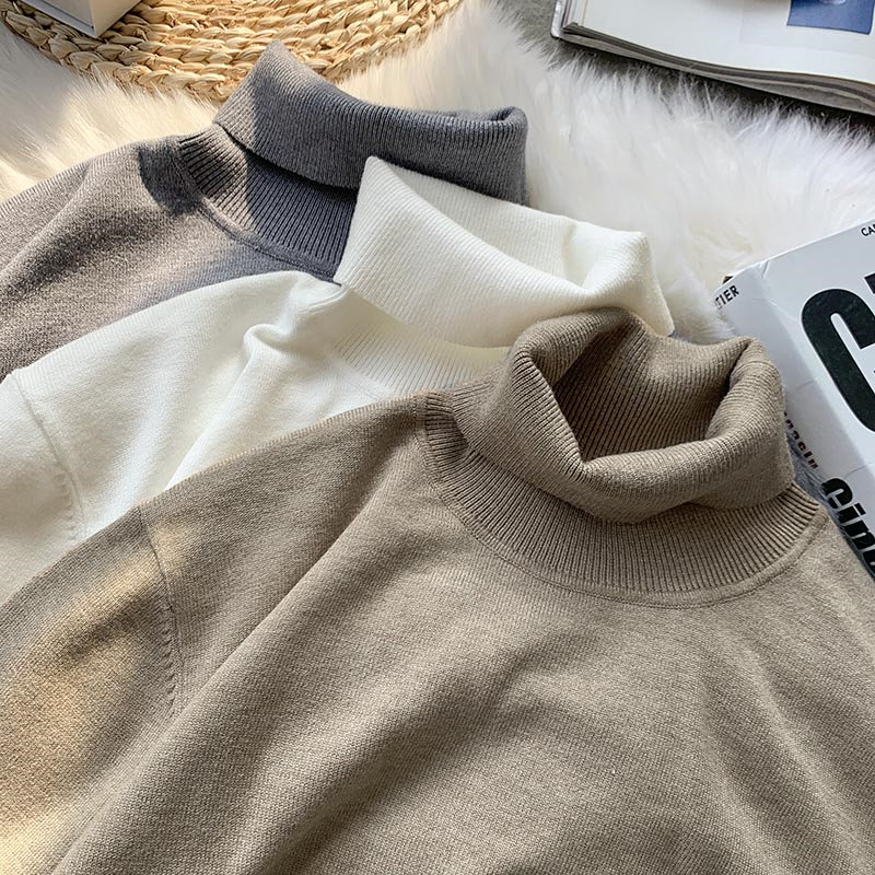 男士高领毛衣秋冬薄款纯色2024冬季ins潮流百搭针织内搭打底衫冬