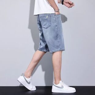 牛仔短裤男夏薄款2026新款中裤夏天宽松直筒潮牌高端五分裤子夏季