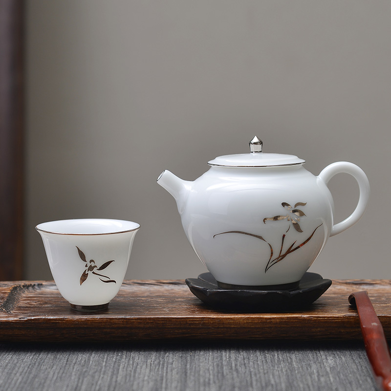 华光国瓷茶具套装陶瓷茶具组合功夫茶杯茶具 君德-白金兰