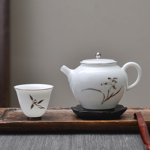 华光国瓷套装功夫茶具君德白金兰