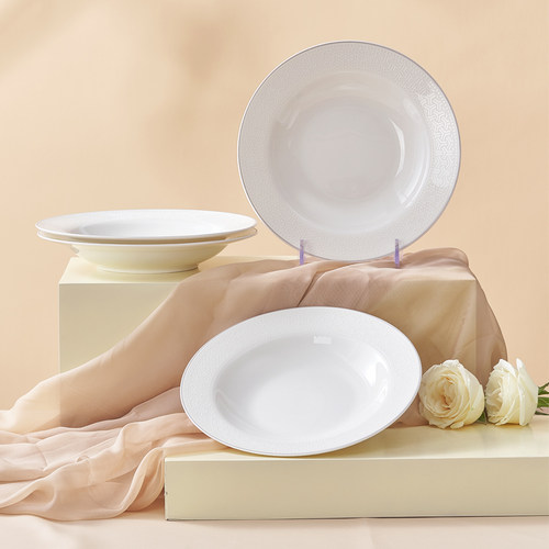 华光骨瓷餐具汤盘菜盘组合套装