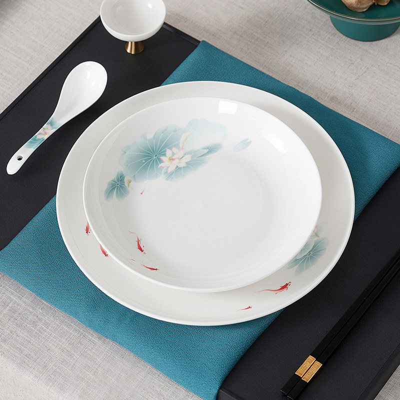 华光国瓷 骨瓷餐具单品 健康釉中彩家用中式 抗菌碗盘碟 春江水暖