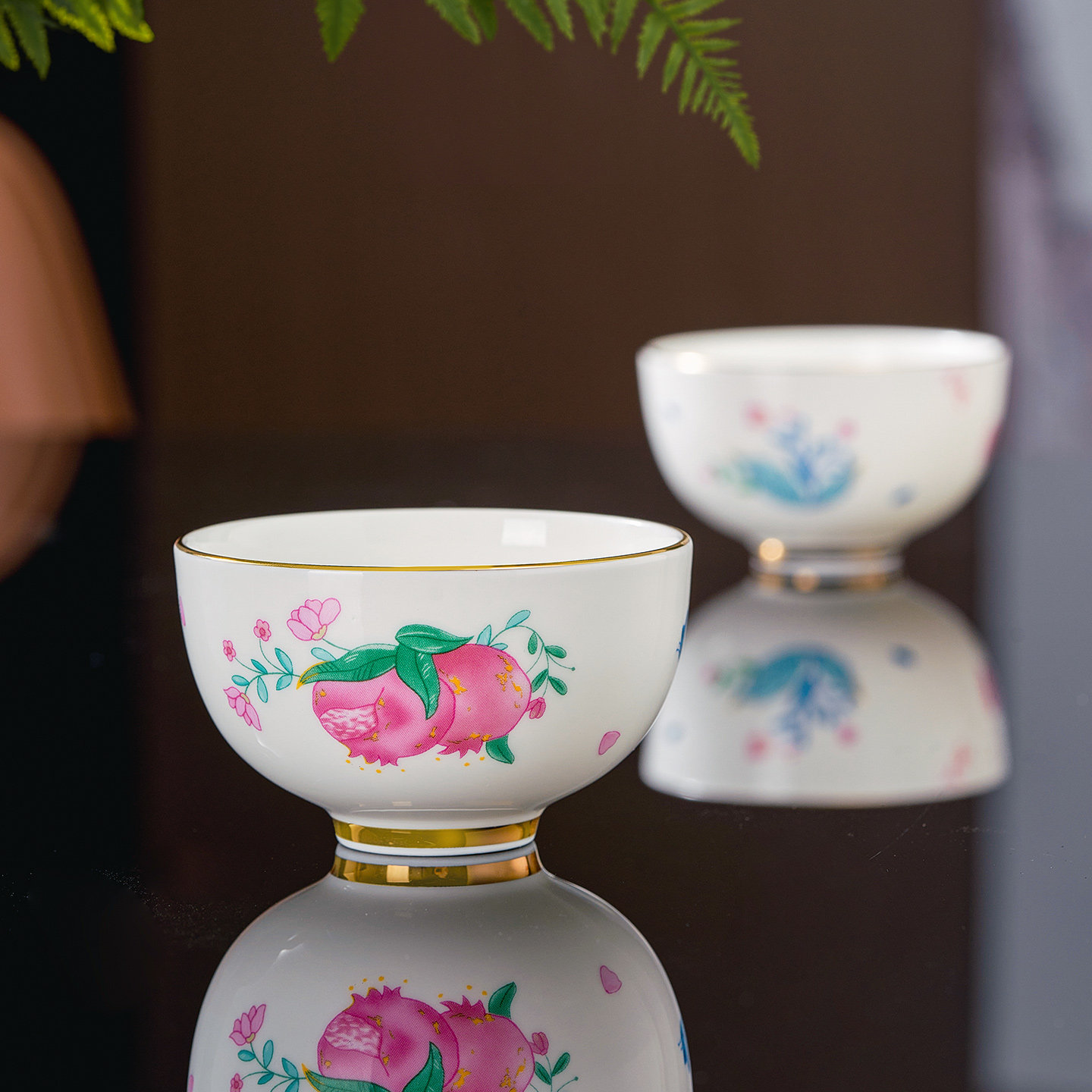 华光国瓷骨瓷主人杯茶杯茶碗100ml功夫茶杯散件单杯礼盒珐琅石榴
