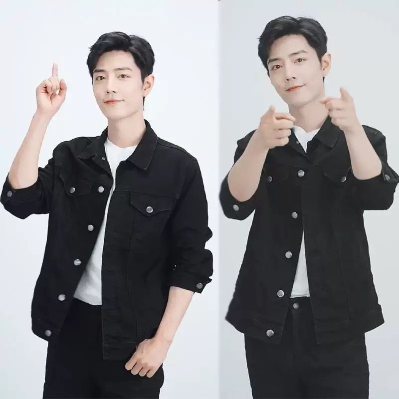 肖战同款牛仔外套男春秋季港风宽松百搭上衣韩版潮流休闲工装夹克