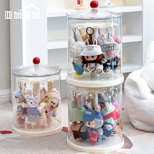 labubu展示盒透明旋转拉布布挂件收纳神器星星人迪士尼公仔防尘罩