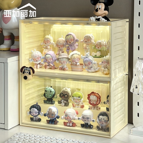 奶油色带灯盲盒收纳盒