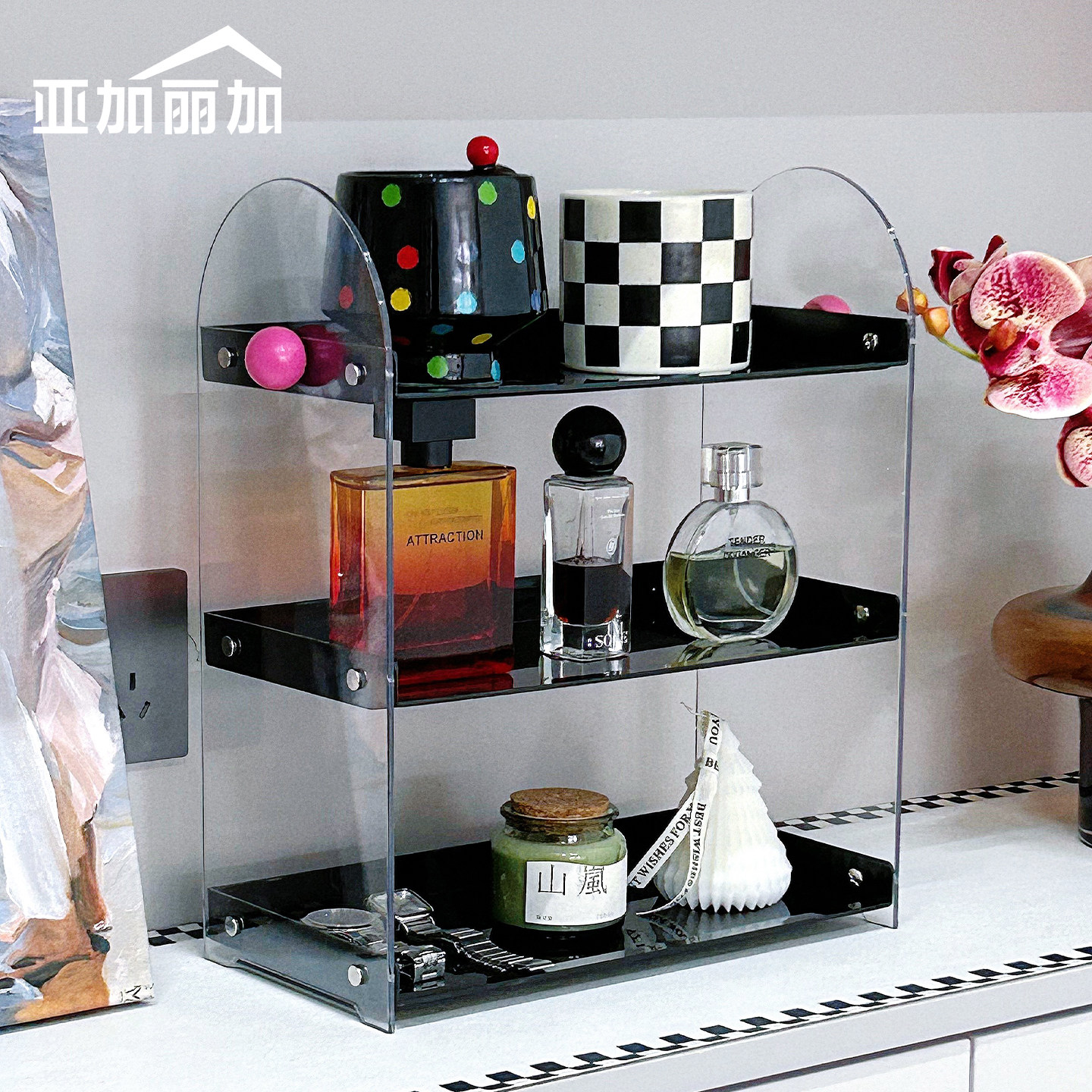 玄关置物架高级感家用入户门钥匙收纳盒轻奢摆件香水香薰整理神器,收纳整理,桌面收纳盒,淘宝优惠券,粉丝福利购,淘宝优惠卷