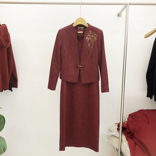 今年爆款喜婆婆婚宴两件套裙春季新款气质妈妈敬酒服婚礼连衣裙