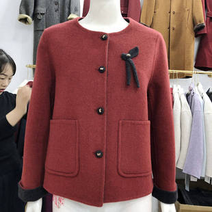 商场同款8595 双面呢羊绒大衣女冬季新款韩版妈妈短款羊毛外套