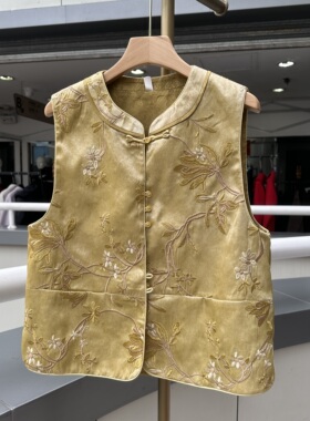 芳华26A005 两面穿金丝绒国风新中式盘扣马甲女春新款高级感坎肩