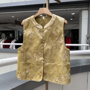 盘扣马甲女春新款 高级感坎肩 两面穿金丝绒国风新中式 芳华26A005