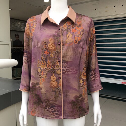 艾蔓迪26-0317 中老年人七分袖衬衫女上衣2026夏季新款妈妈衬衣