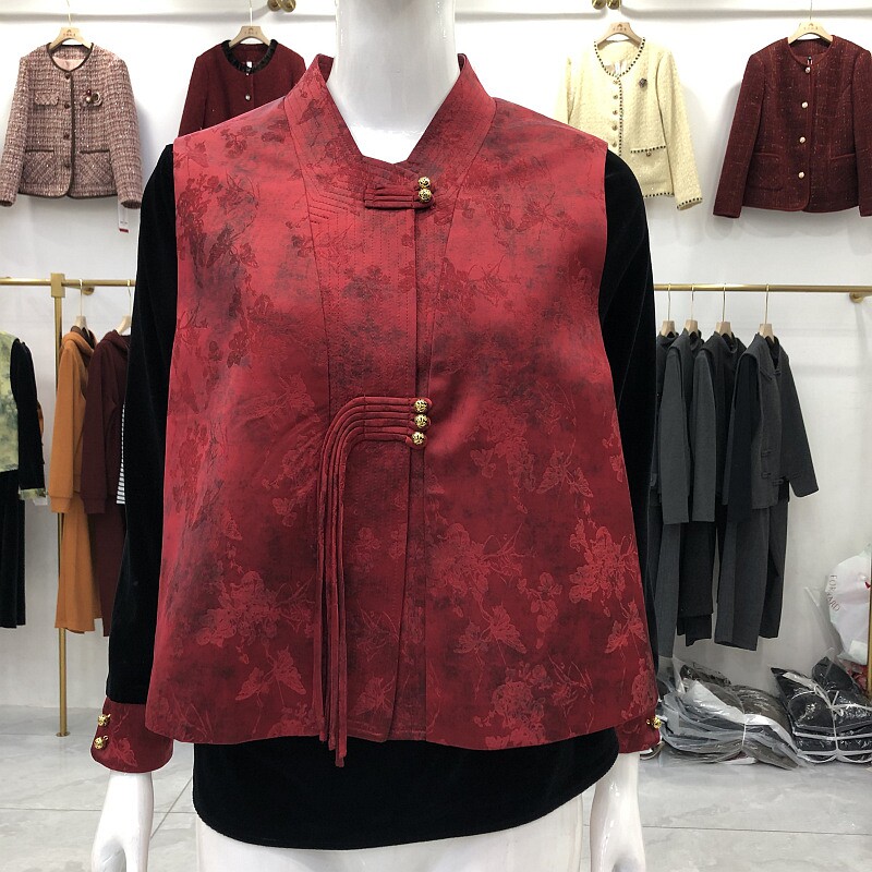 黎铭2026A-8823 国风马甲套装女春季新款妈妈洋气新中式马夹背心