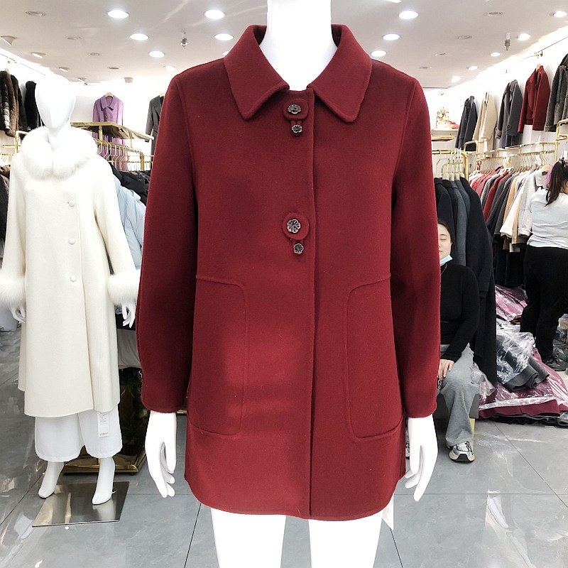 芬尔国际305 妈妈双面呢羊绒大衣女冬季新款韩版洋气中年羊毛外套
