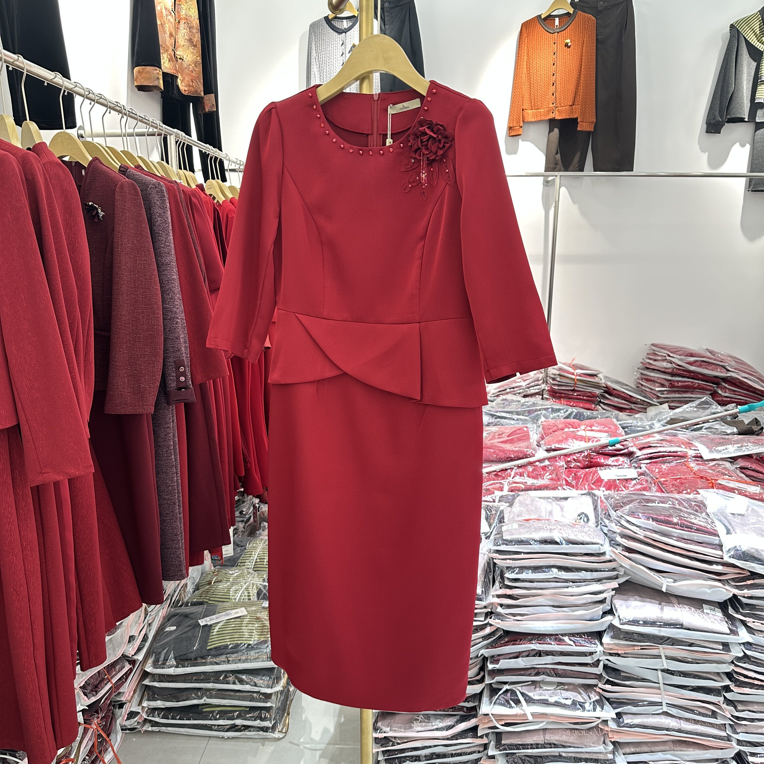 婚宴气质喜婆婆连衣裙礼服敬酒服高档优雅显瘦遮肚子时尚大气 C02