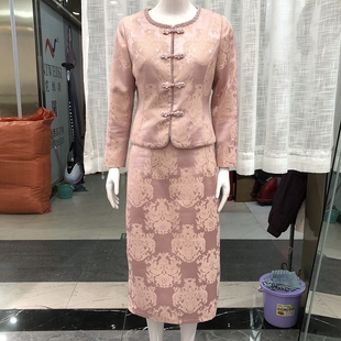 气质国风盘扣裙子 新款 金丽年华26A630 高级感缎面两件套裙女春季