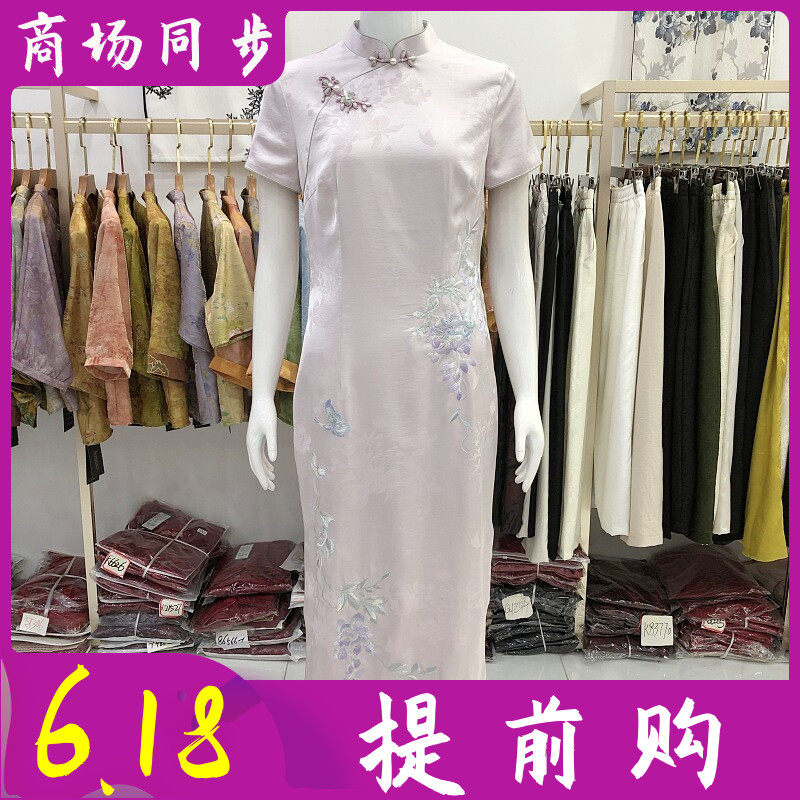 西湖月K93662 中年短袖改良旗袍2026夏季新款气质修身旗袍连衣裙
