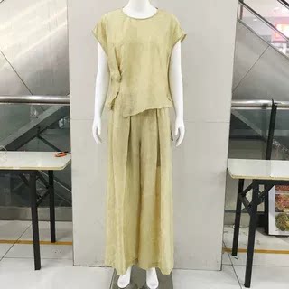 依蒙涟F8085 中年莱赛尔短袖套裤女夏季新款韩版洋气妈妈两件套装