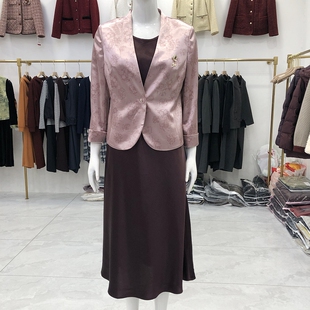 韩版 商场品牌时尚 妈妈西服套裙2026春季 新款 连衣裙 气质中年西装