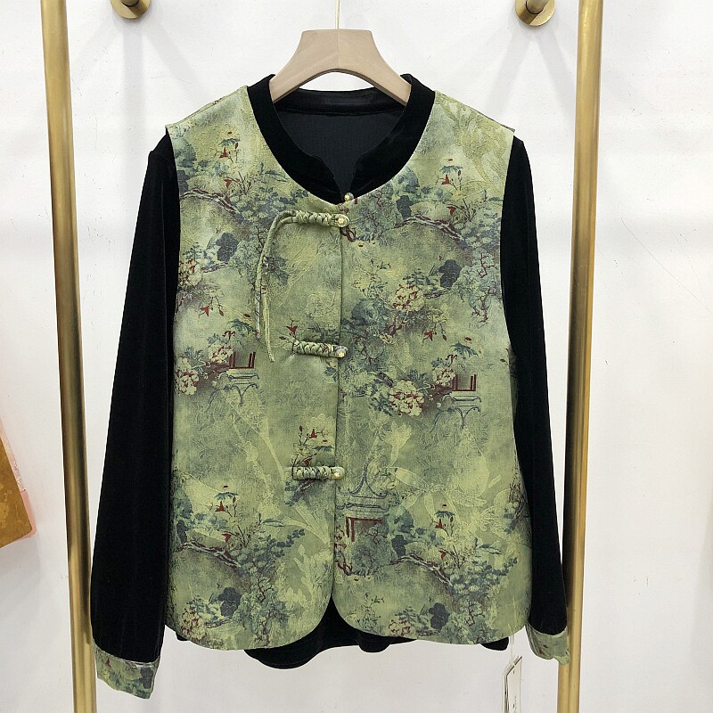 馨梦百合9110 国风马甲套装女2026春新款妈妈洋气新中式马夹背心