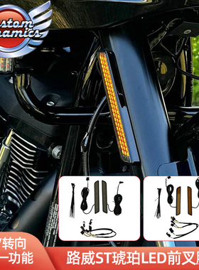 Custom适用哈雷22年后路威ST用LED前叉腿灯 行车转向二合一信号灯