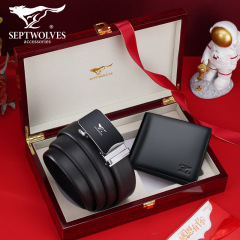 ví nam cao cấp hàng hiệu Hộp quà tặng ví thắt lưng chính hãng Septwolves hộp quà ví ngắn ví ngắn sáng màu thắt lưng nam sang trọng ví da bò ví đựng thẻ nữ