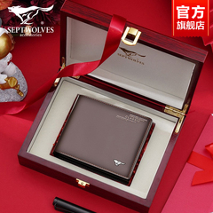 ví đựng thẻ nữ Seven Wolf Wallet Mens Leather Tiêu đề mới CLIP CLIP CLIP BOYS CLIP SHORT LETH ví da nam cao cấp ví nam chính hãng