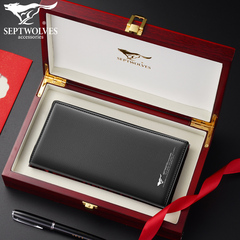 ví da nam hàng hiệu Septwolves ví nam dài ví da nam chính hãng chính hãng 2021 mới lớp đầu tiên ví da mềm ví da bò nam bóp da nam