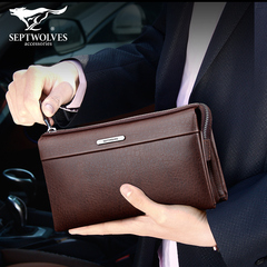 ví da bò sáp Ví dài nam Septwolves 2021 Chiếc li hợp da mới Ví hàng hiệu sang trọng Dad Clutch thương hiệu nổi tiếng bop nam bóp ví nam