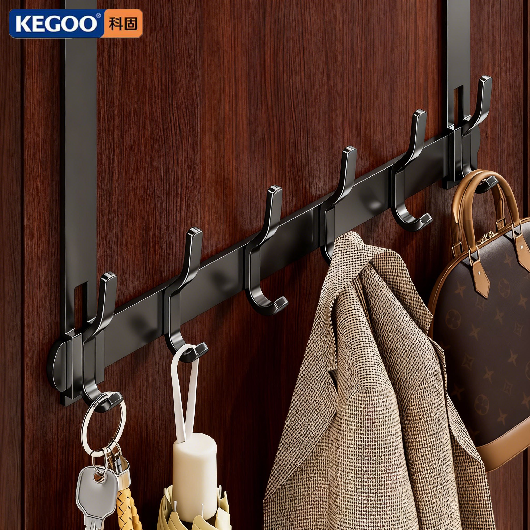 科固门后挂钩床边挂衣架厕所门收纳壁挂式浴室置物衣服挂架衣帽钩
