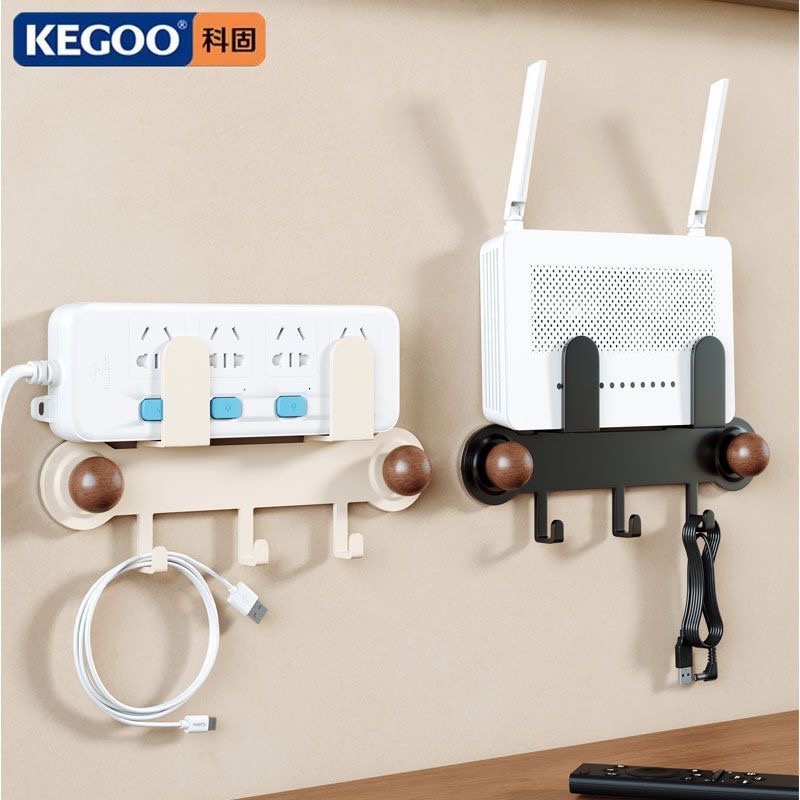 科固厨房置物架路由器收纳免打孔锅盖插排多功能架子机顶盒收纳架