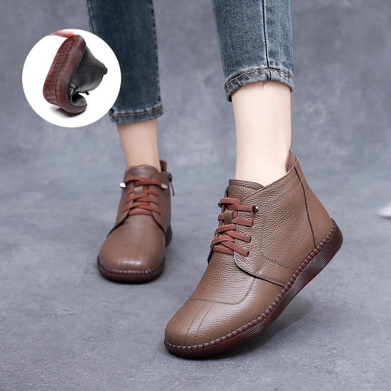 保暖加绒真皮中年厚绒短靴