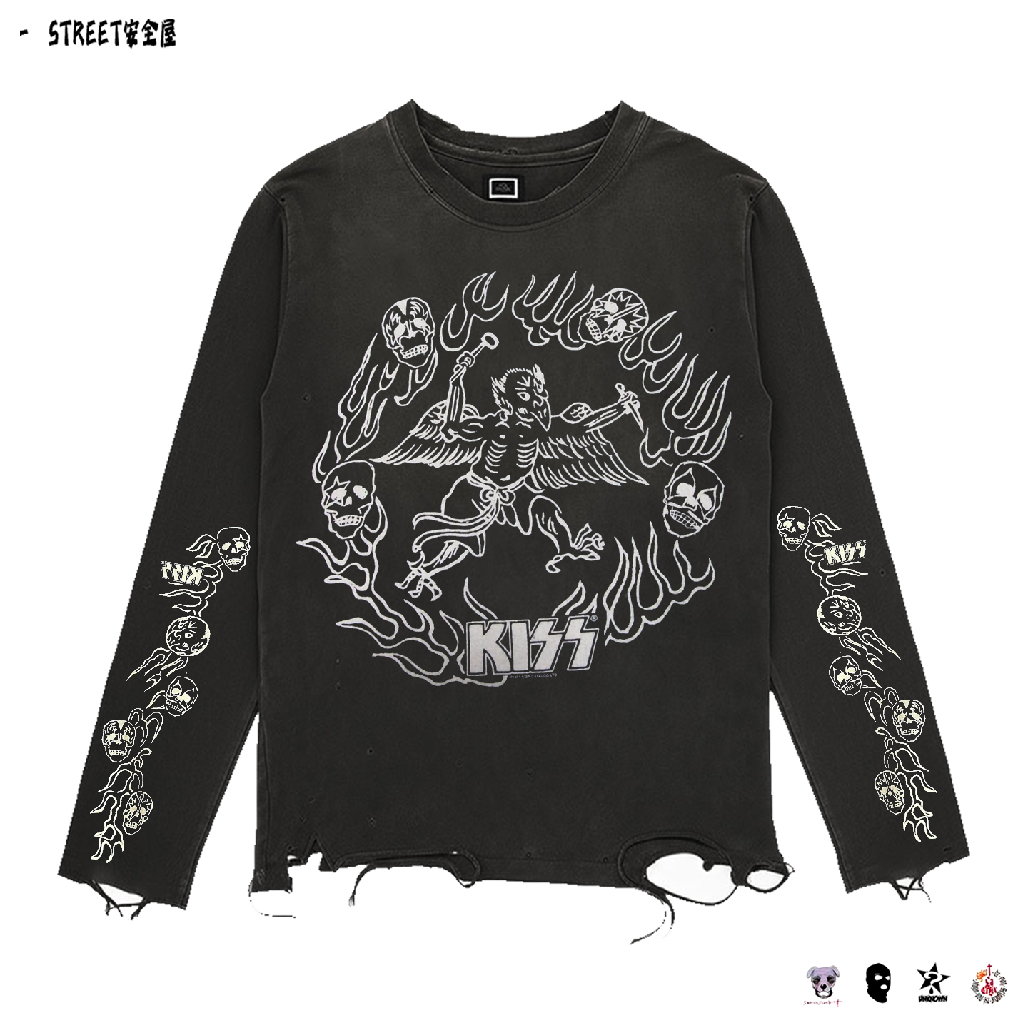 KISS接吻合唱团Heavy metal music暗黑摇滚乐队vintage罕见长袖T - 封面