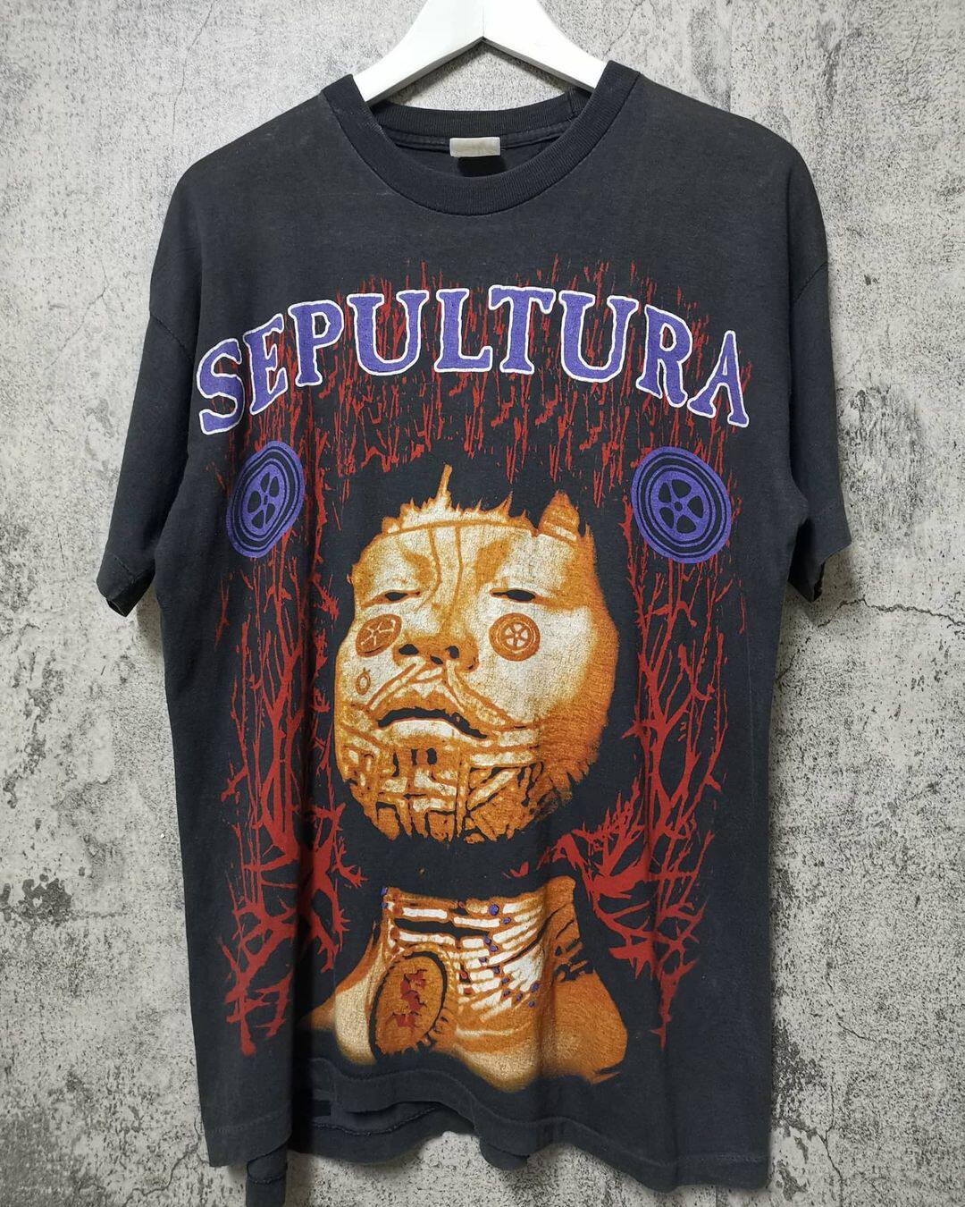 240G SEPULTURA BRAZILS MOST FAMOUS HEAVY METAL BAND VINTAGE COUPLE SHORT-SLEEVED T-SHIRT