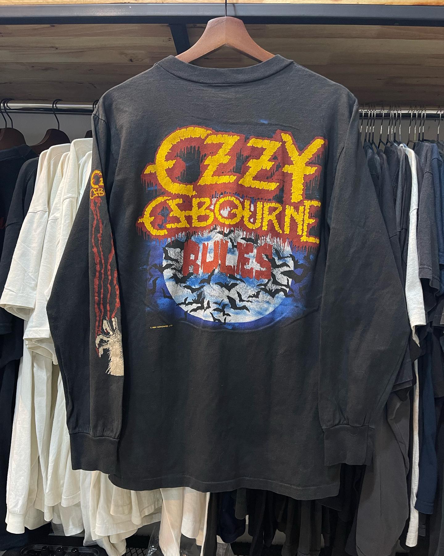 240g！罕见重磅tee！OZZY OSBOURNE Vintage 90s 高街长袖T恤