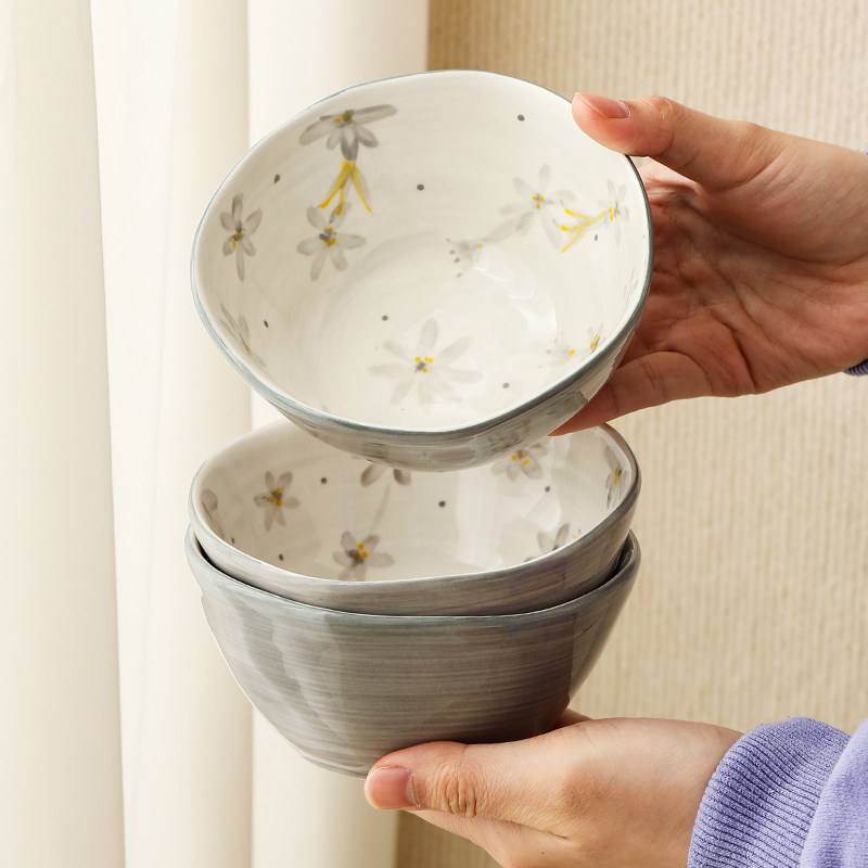 WUXIN 曼陀罗华陶瓷饭碗家用复古碗碟套装5英寸吃饭的碗盘子餐具,餐饮具,碗,淘宝优惠券,粉丝福利购,淘宝优惠卷