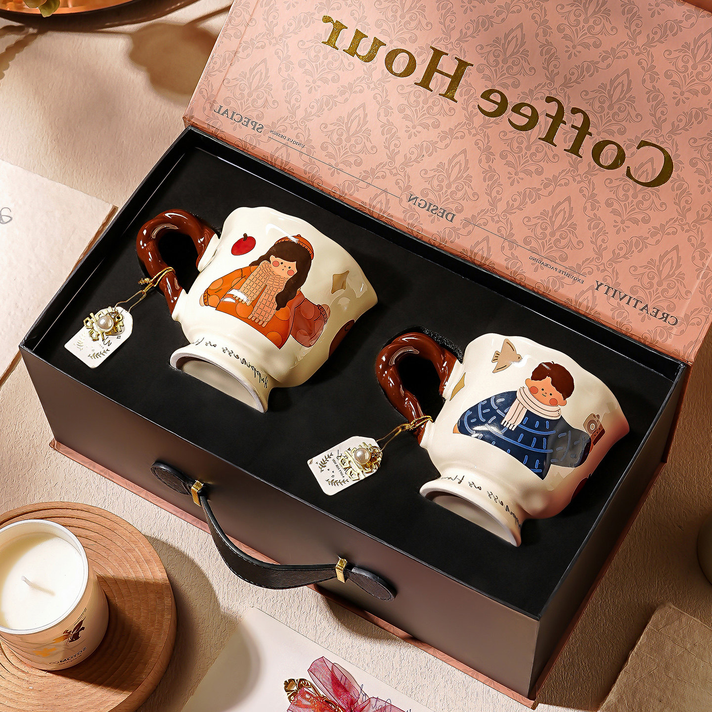 陶瓷马克杯子礼盒可爱咖啡杯早餐漂亮生日礼物高颜值结婚新婚礼物