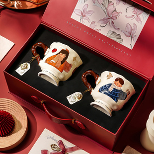 三八节妇女礼物送女友情侣杯子高级感一对水杯订婚结婚新婚礼物品