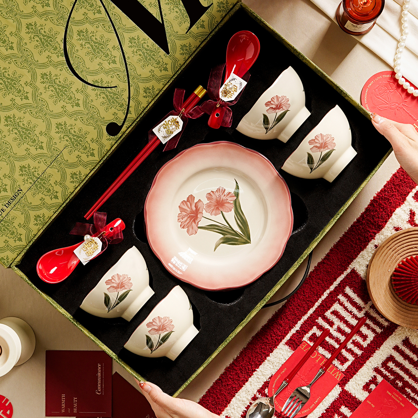 陶瓷碗2025热卖餐具套装乔迁新居乔迁之喜入宅碗盘套装家用碗筷碟