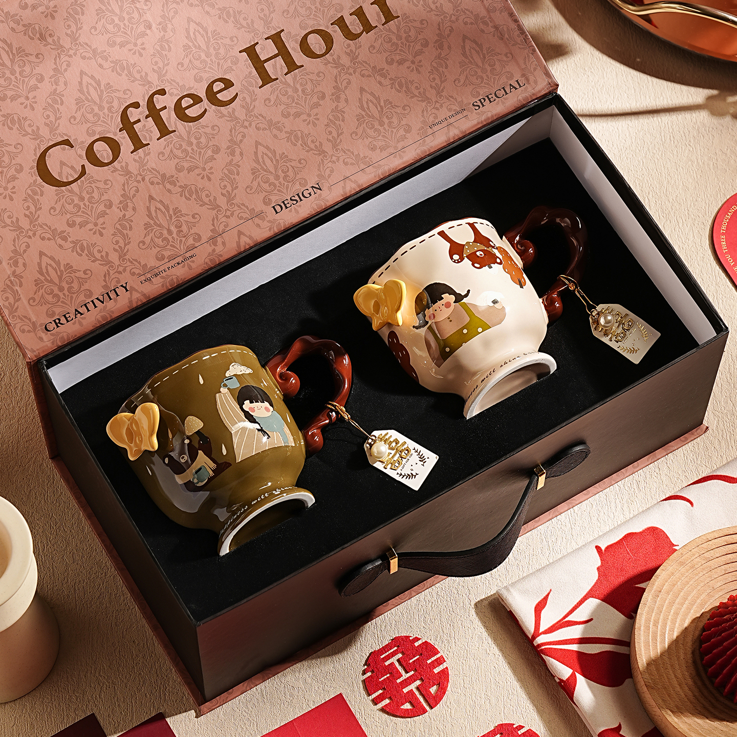 陶瓷咖啡杯子高档精致特别好看的咖啡杯碟套装生日礼物盒新婚结婚