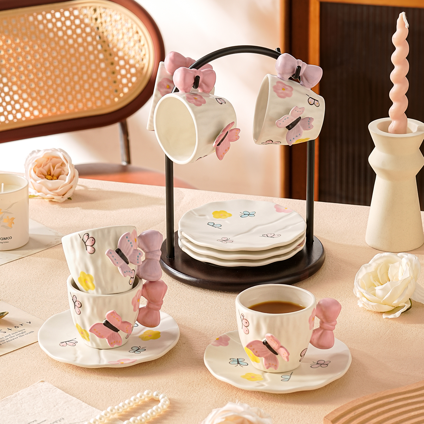 陶瓷咖啡杯子高档精致高级特别好看的咖啡杯碟套装漂亮下午茶餐具