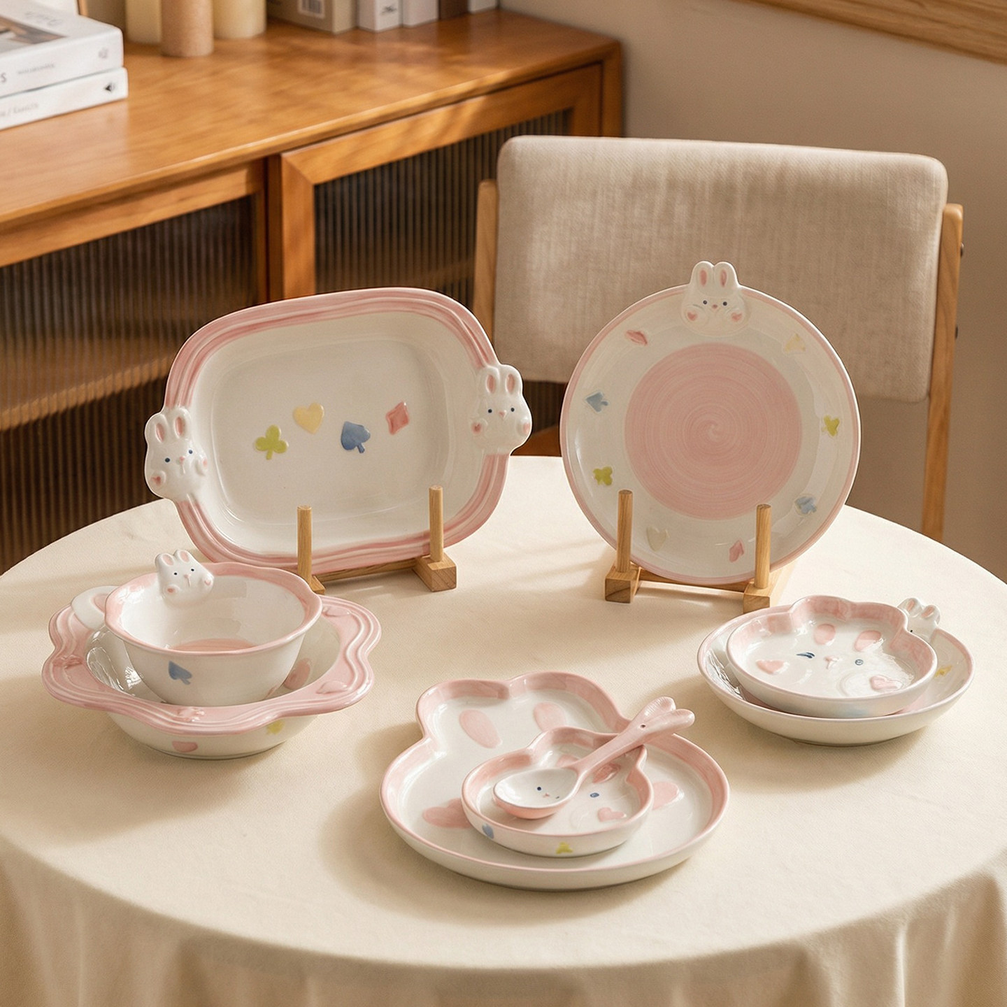 特别漂亮的碗家用2026新款高颜值陶瓷碗可爱碗筷碗碟碗盘餐具套装