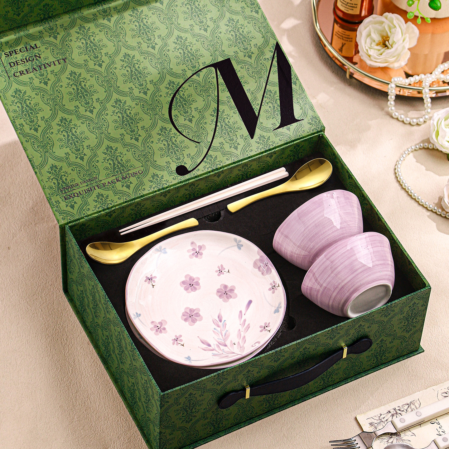 陶瓷清新餐具碗碟碗盘套装家用搬家新家乔迁新居暖房实用礼物送人