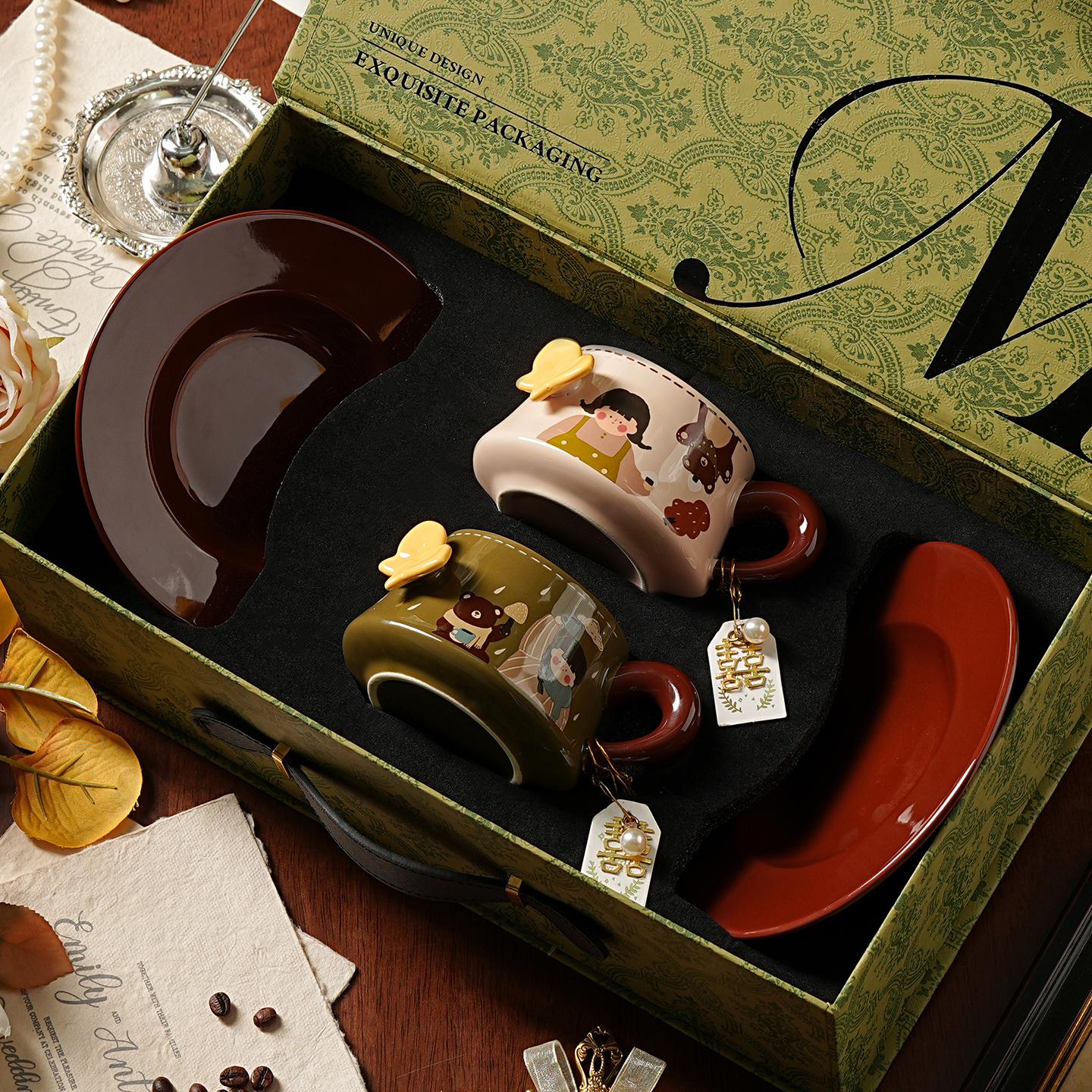 特别好看的咖啡杯陶瓷咖啡杯女士个人专用咖啡杯礼盒装乔迁礼物品