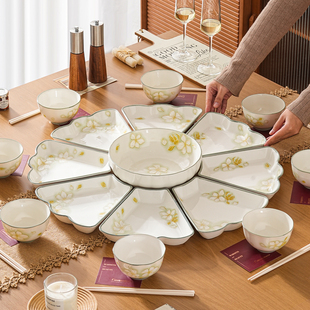 团圆年夜饭过年拼盘餐具组合套装家用陶瓷碗盘子菜盘2026新款家庭